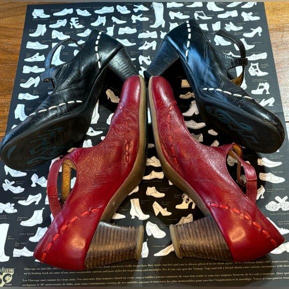John Fluevog Operetta Malibran Red AND Black Heels Size 10 Project Shoes (2 prs) - Picture 12 of 16